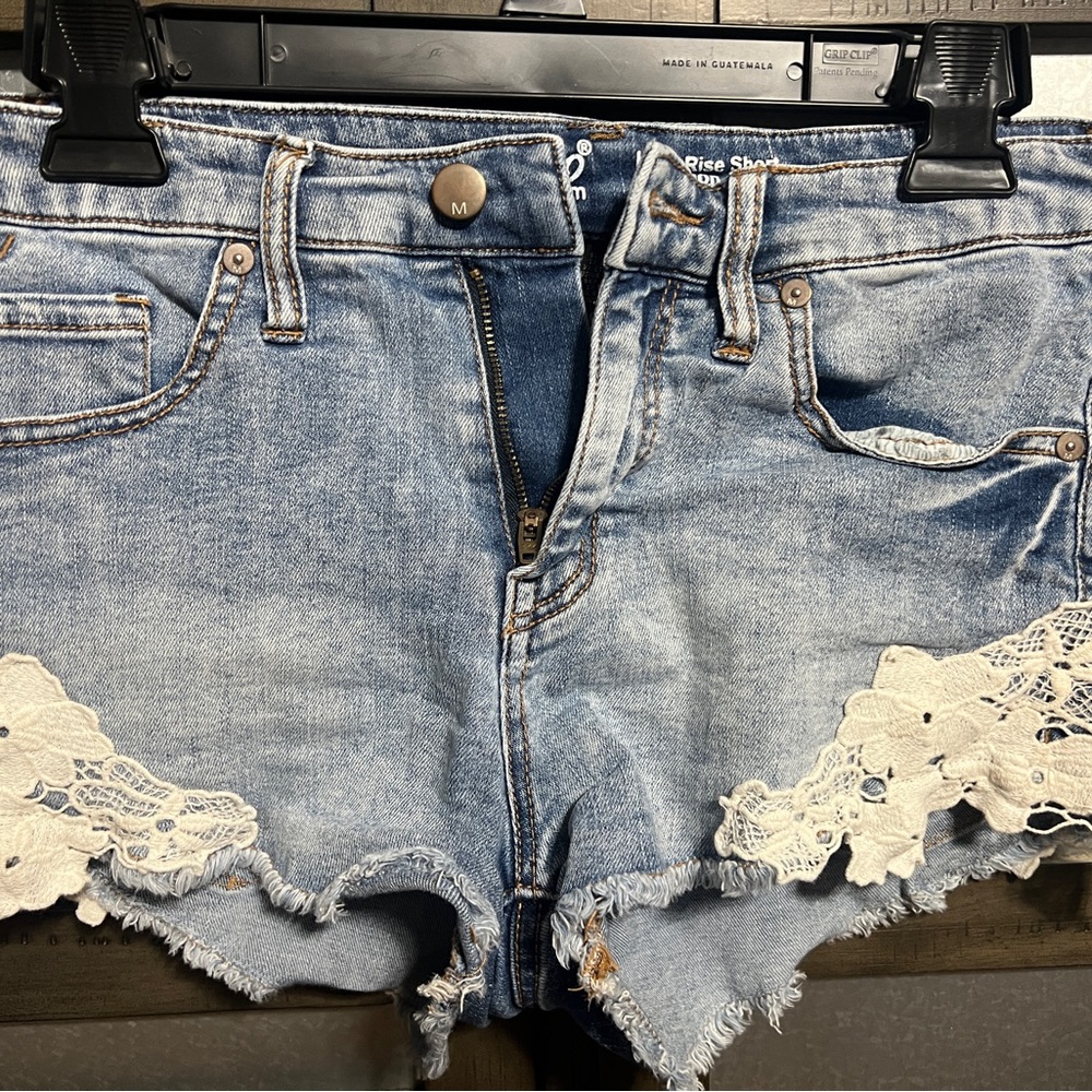 Mossimo Supply Co. Light Blue Jean Shorts with Lace Trim